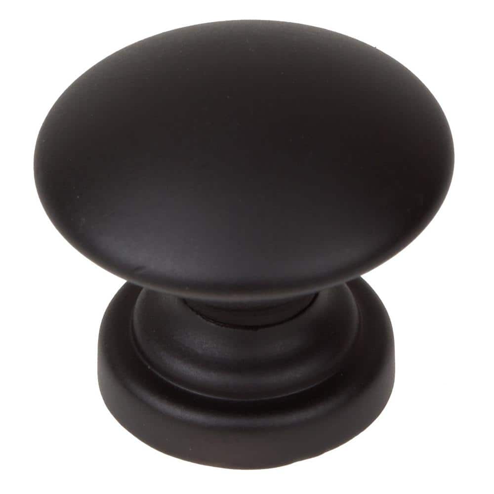 1 in. Dia Matte Black Round Convex Cabinet Knob (10-Pack) - Hercitys