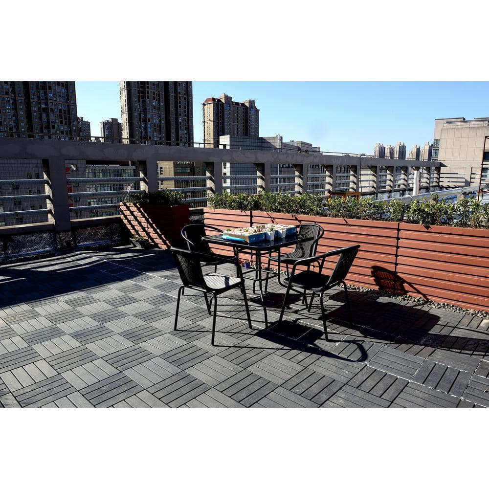 12 in. x 12 in. x 0.75 in. Outdoor Interlocking Polypropylene and Flooring Tiles in Dark Gray ( 44 Pack ) 44 sq. ft. - Hercitys