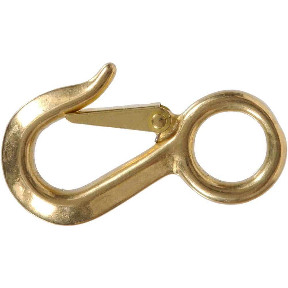 1-1/8 x 4-5/8 in. Snap Hook with Round Fixed Eye in Solid Brass (5-Pack) - Hercitys