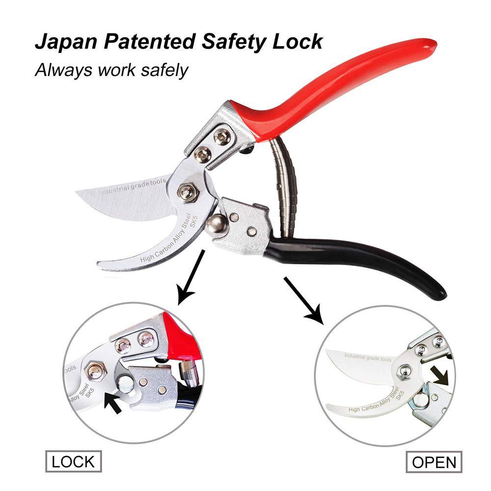 1.5 in. Pruning Shears Red Garden Professional Bypass - Hercitys