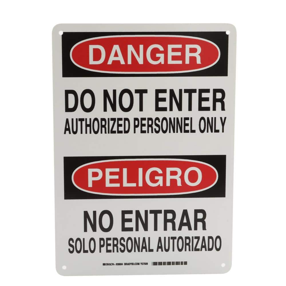 14 in. x 10 in. Plastic Danger Do Not Enter Authorized Personnel Only English/Spanish OSHA Sign - Hercitys