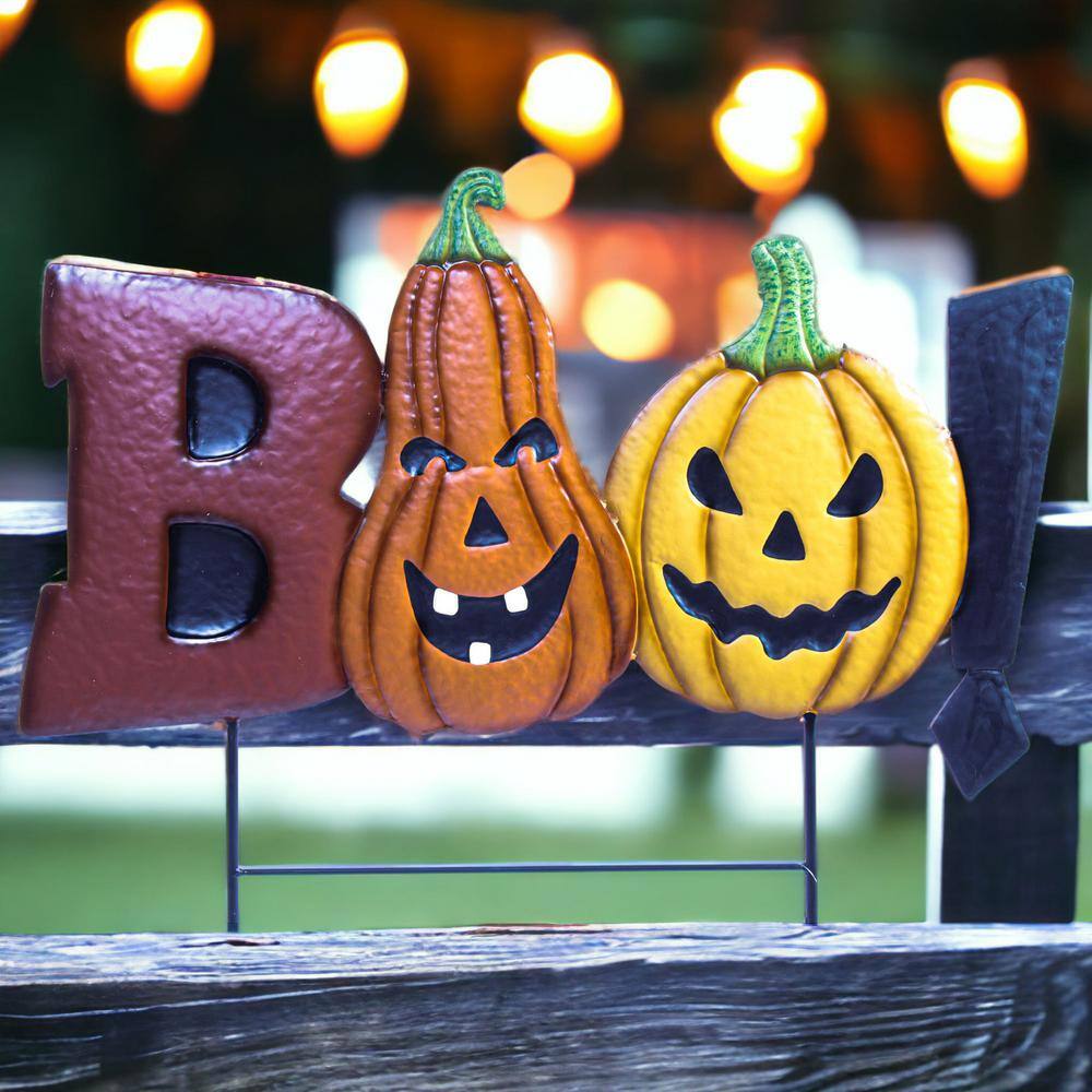 32 in. Halloween Sign Yard Stake Pumpkin BOO Metal Stake, 1 Each - Hercitys