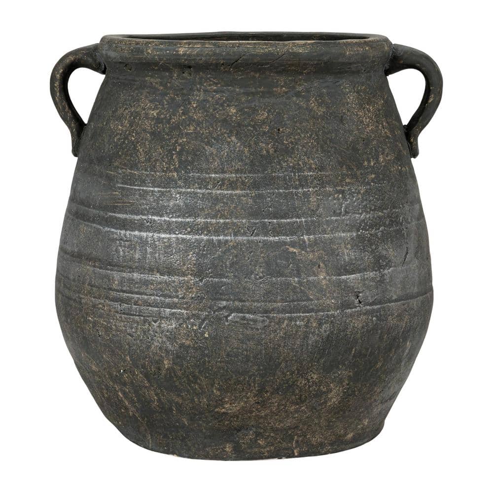 13 in. W x 13.8 in. H Washed Gray Terracotta Clay Decorative Pots - Hercitys