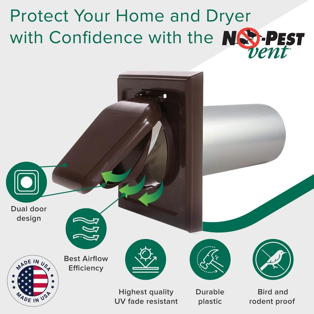 4 in. J Block or Wide-Mount Dual Door Wall Vent in Brown - Hercitys