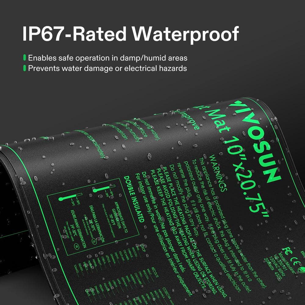 10 in. x 20.75 in. Durable Waterproof Seedling Heat Mat (4-Pack) - Hercitys