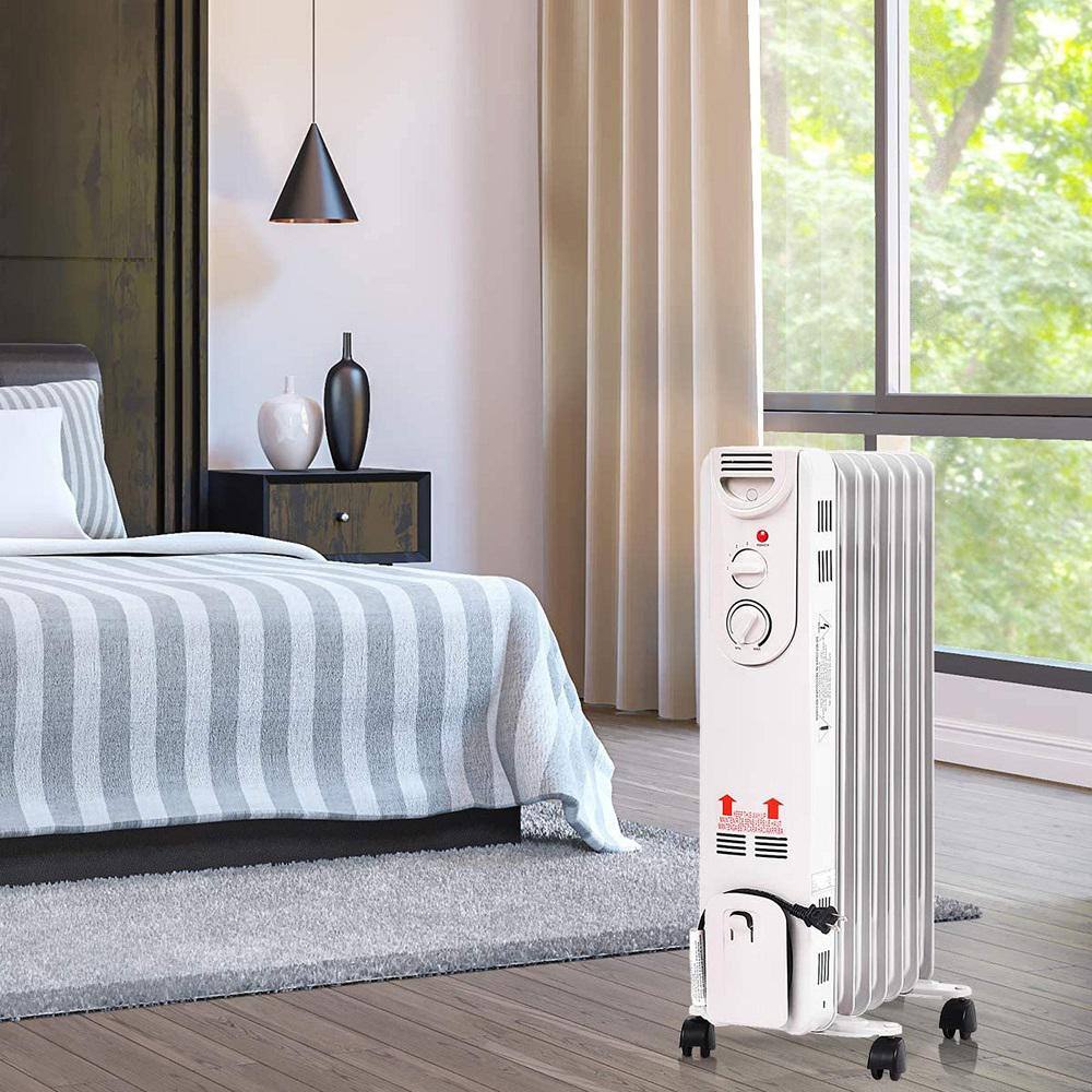 1500-Watt Electric Oil Filled Radiator Space Heater with Adjustable Thermostat Home Office - Hercitys