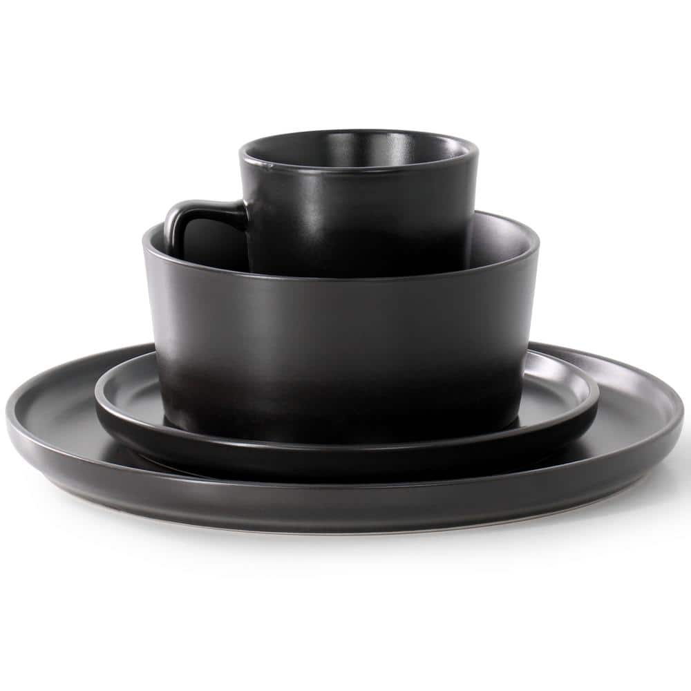 16-Piece Lux Matte Black Dinnerware Set - Hercitys