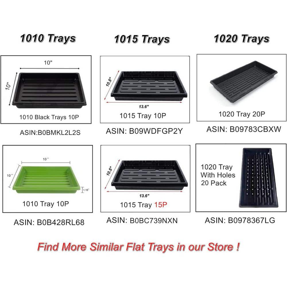 10-Pack Extra Thick Heavy Duty Seed Starting Trays No Holes Reusable for Microgreens Seedlings Plant Germination - Hercitys