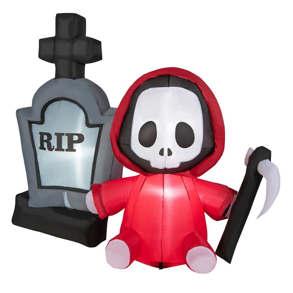 5 ft. LED Ghost Holding Sickle and Tombstone Yard Decor Halloween Inflatable - Hercitys