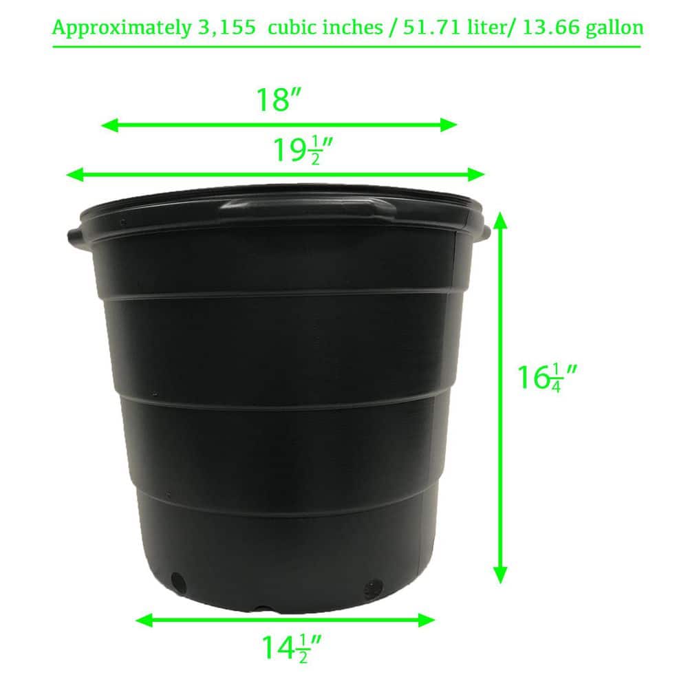 15 Gal. Plastic Round Nursery Trade Pots (5-Pack) - Hercitys