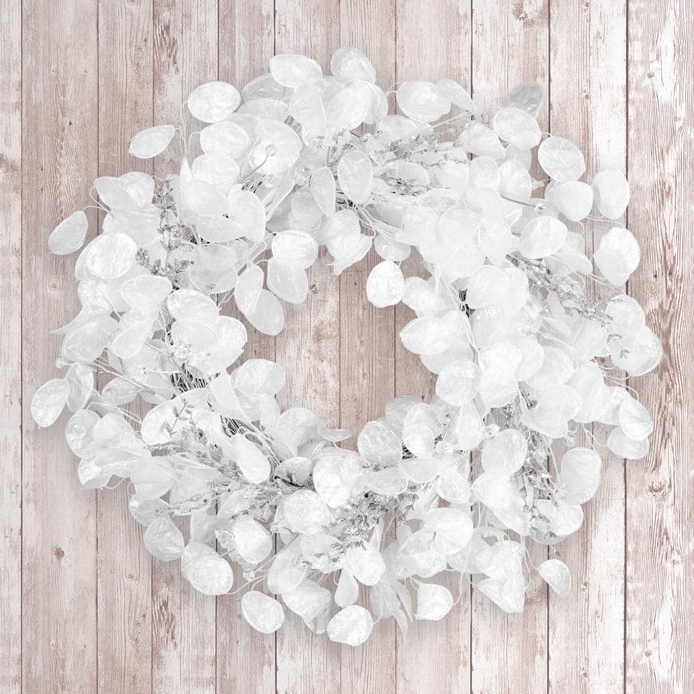 24 in., Unlit, Winter Frost White Artificial Christmas Wreath - Hercitys