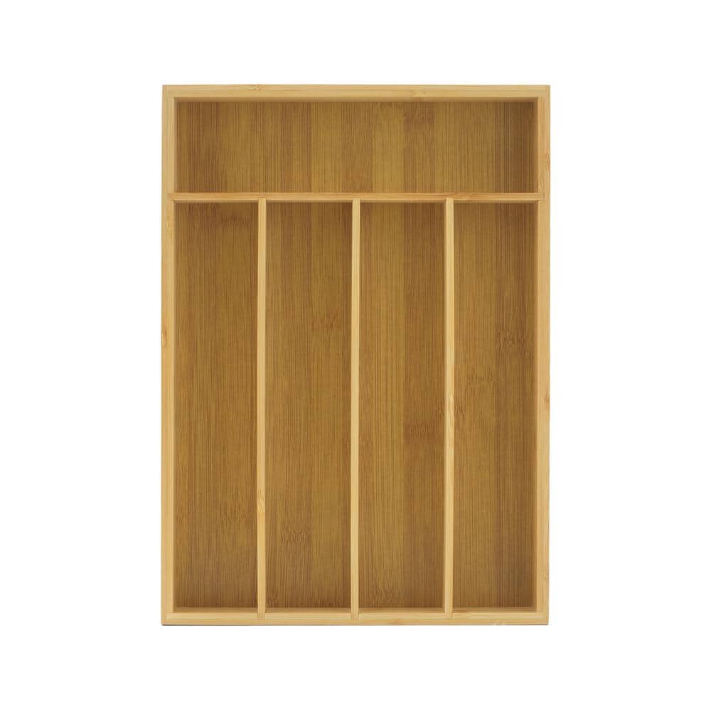 5 Slot Bamboo Flatware Organizer-White - Hercitys