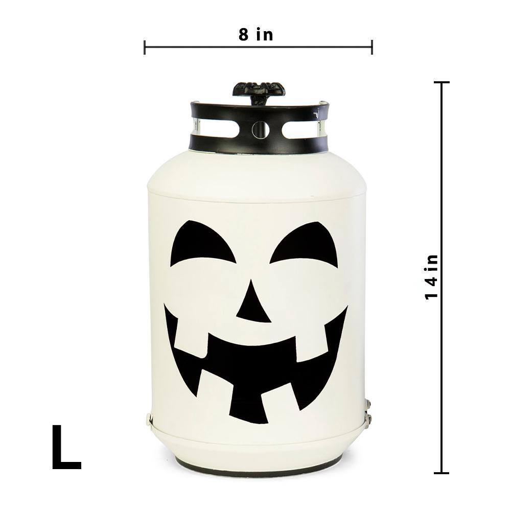 14 in. Halloween White Pumpkin Lanterns – Replica Propane Lanterns (Set of 3) - Hercitys