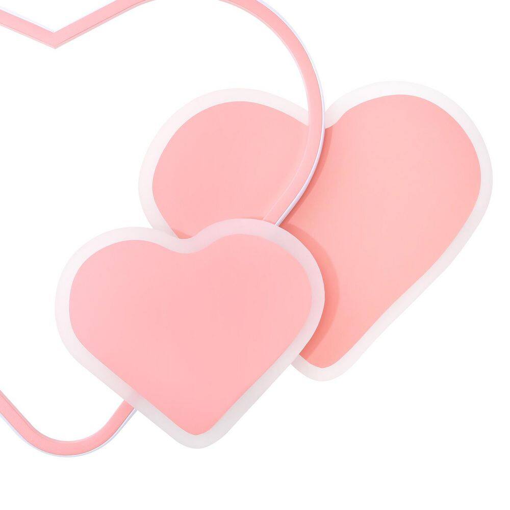 20.47 in. 1-Light Pink Modern Heart-Shaped Selectable LED Semi-Flush Mount Ceiling Light with Remote Control - Hercitys