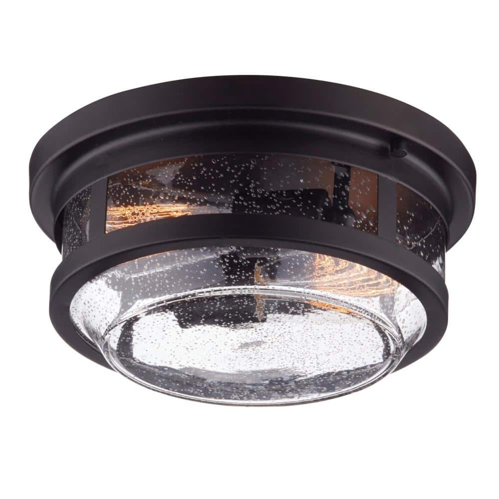 2-Light Wolfe Bronze Outdoor Flush Mount - Hercitys