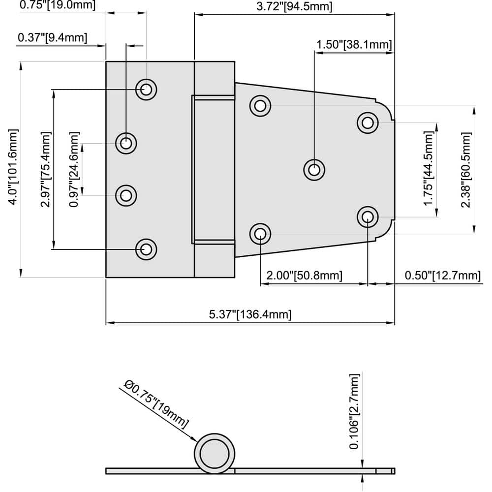 3-1/2 in. Standard Black Spring Tee Hinge - Hercitys