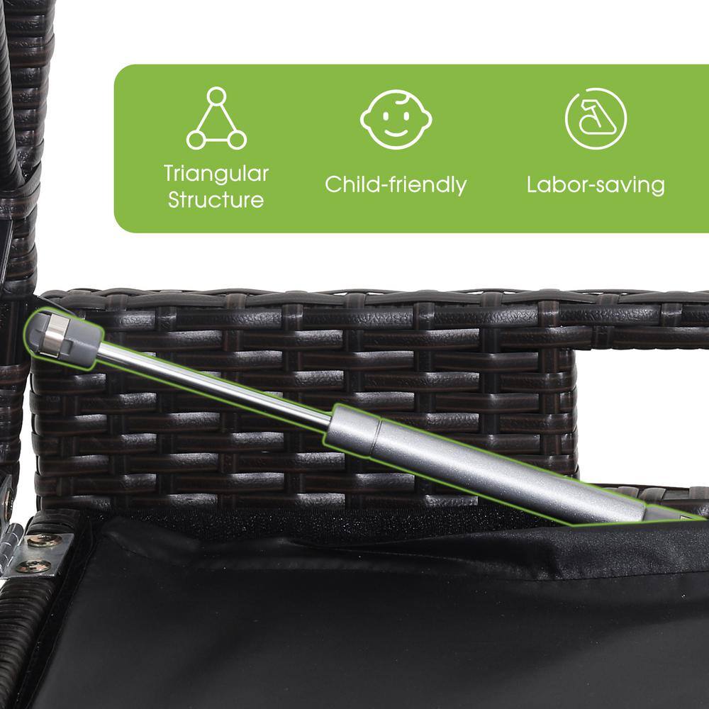 34 Gal. PE Rattan Deck Box with Seat Cushion - Hercitys