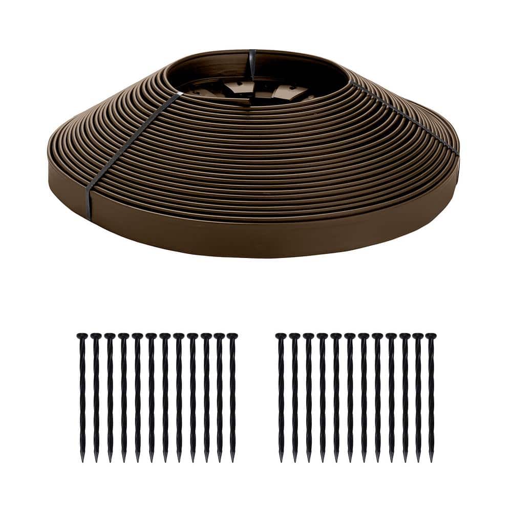 50 ft. L x 1.7 in. H Commercial Grade Brown Plastic No-Dig Edging Kit - Hercitys