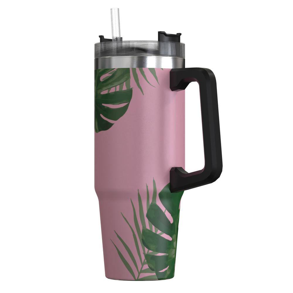 30 oz. Double-Walled Insulated Tropical Pink Stainless Steel Tumbler - Hercitys