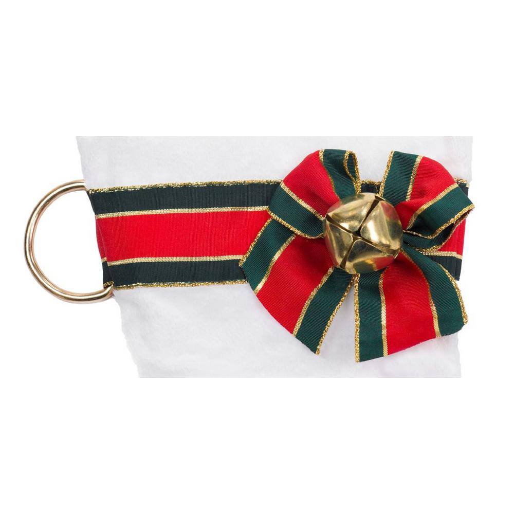 22 in. White Greyhound Dog Faux Fur Christmas Stocking - Hercitys