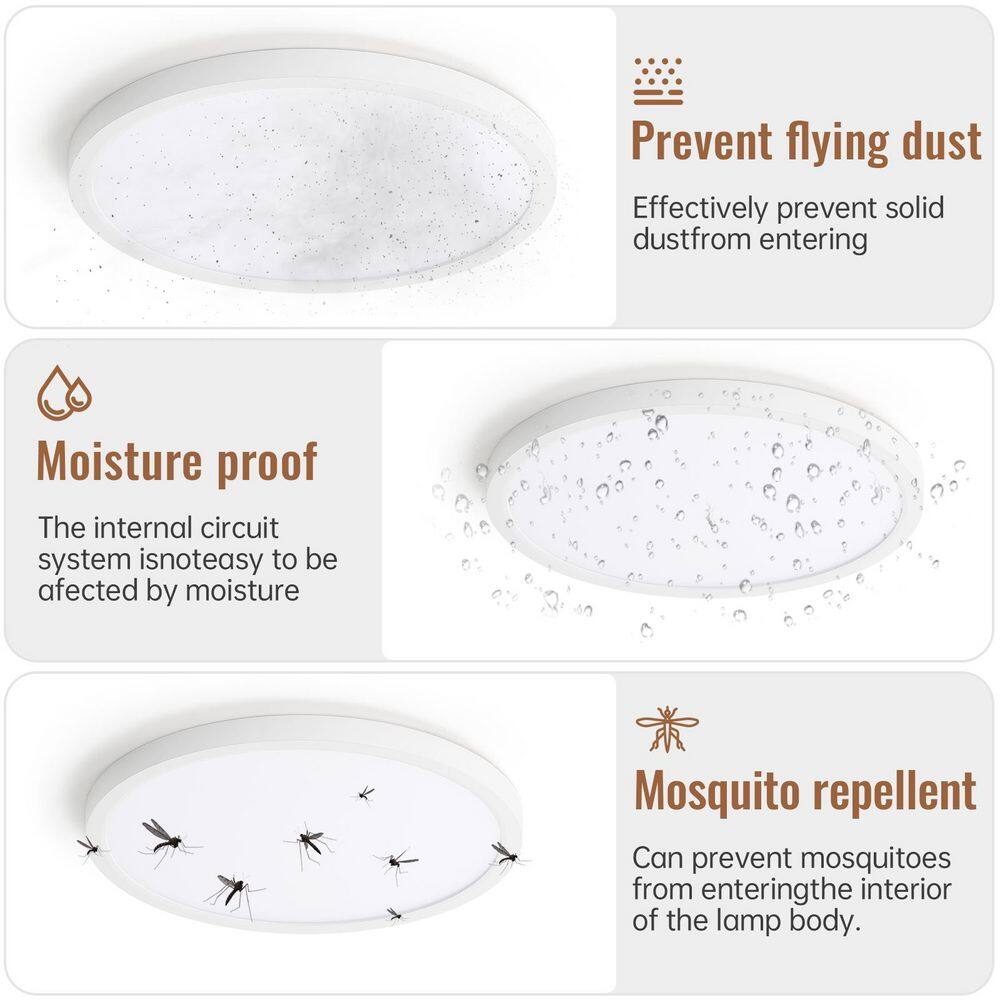 12 in. 20-Watt Modern White Integrated LED Flush Mount with White ABS Shade - Hercitys