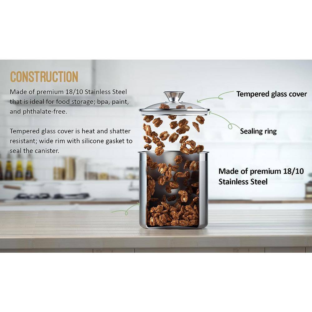 4-Pieces Stainless Steel Canister sets, 0.95 qt./1.6 qt./2.5 qt./3.5 qt. - Hercitys
