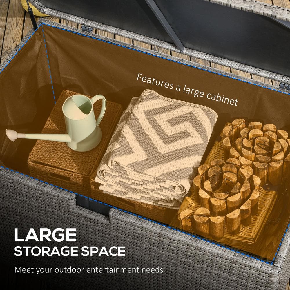 113 Gal. 46 in. x 28.75 in. x 25.5 in. Gray Rattan Deck Box - Hercitys