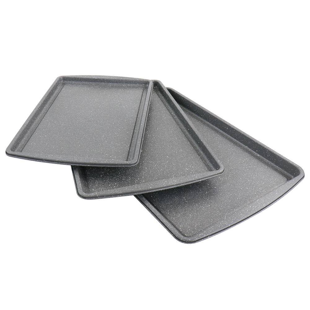 3-Piece Carbon Steel Cookie Sheet Set in Greystone - Hercitys