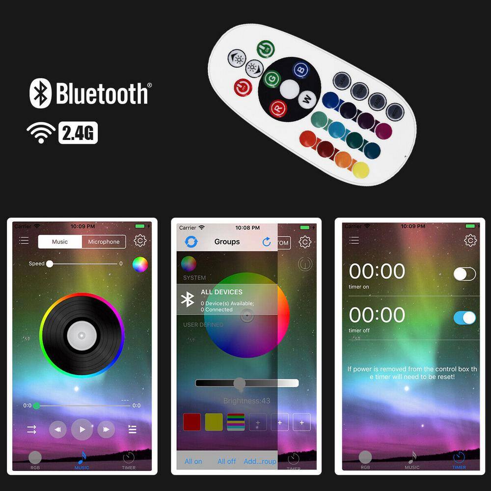 23.5 in. White 18W RGB LED Semi-Flush Mount Ceiling Light with Remote Control (1-Pack) - Hercitys