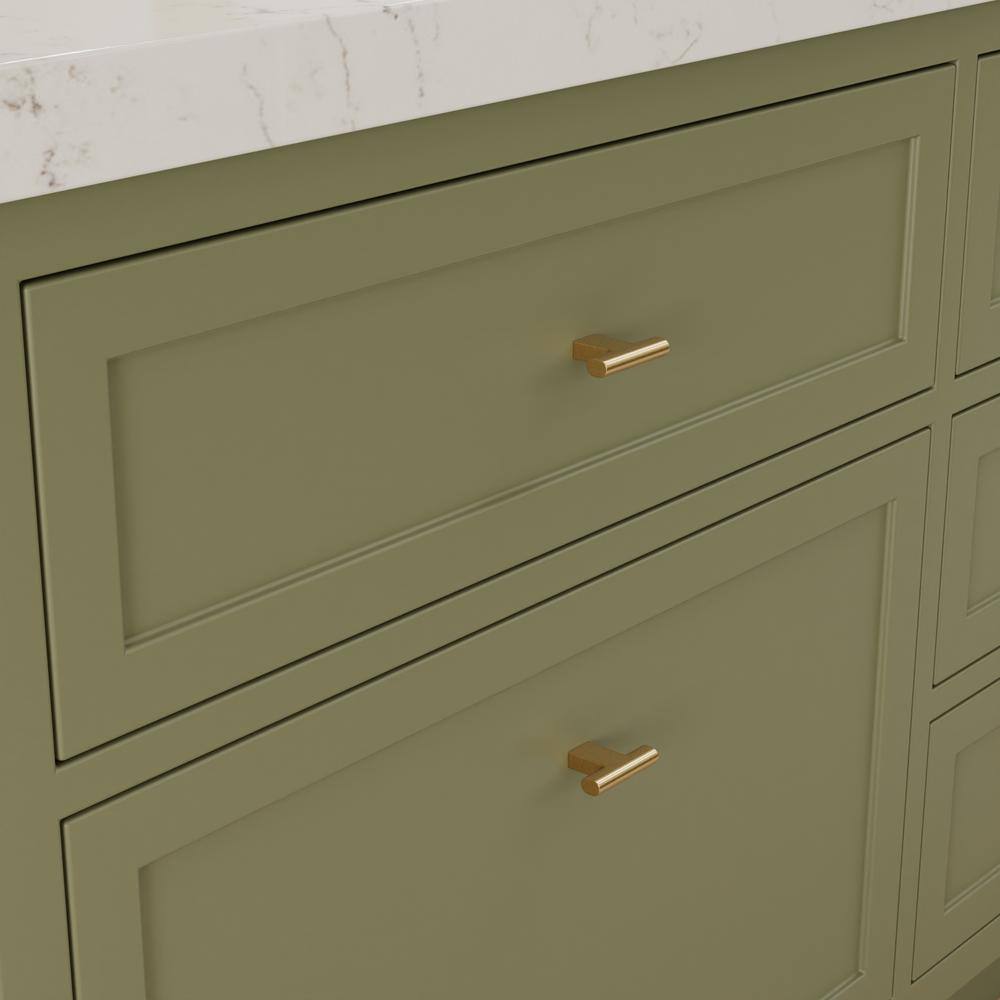 50-Pack Vail 2 in. (51 mm) Modern Satin Brass T-Shaped Cabinet Knob - Hercitys