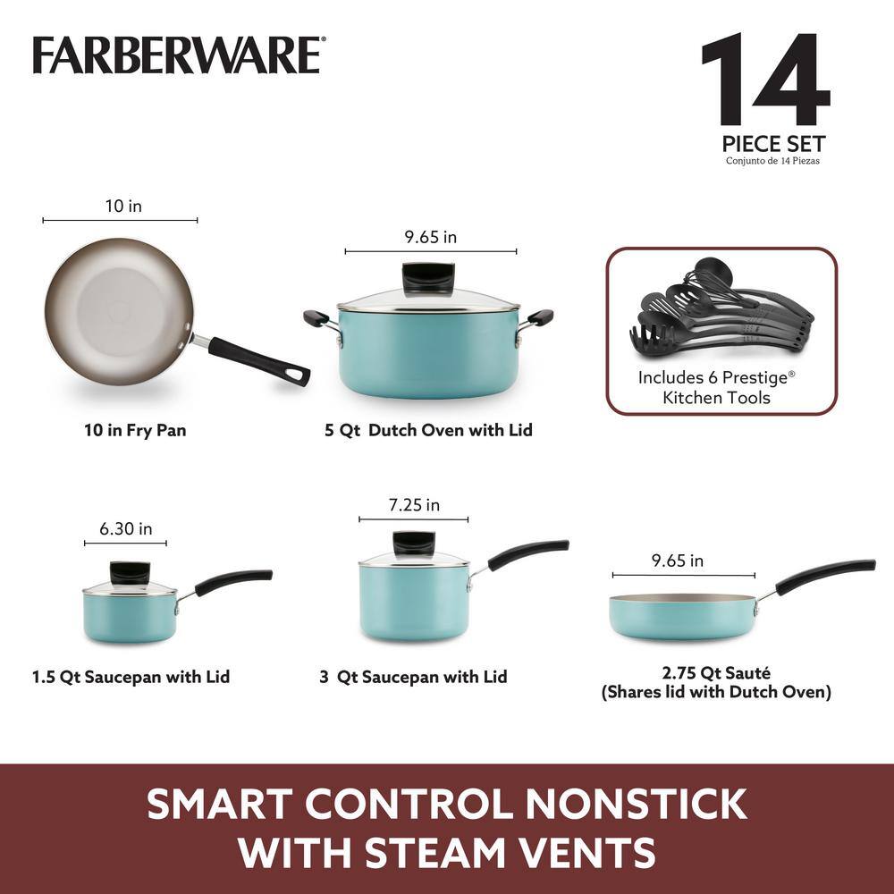 14-Piece Aqua Smart Control Cookware Nonstick Pots and Pans Set - Hercitys