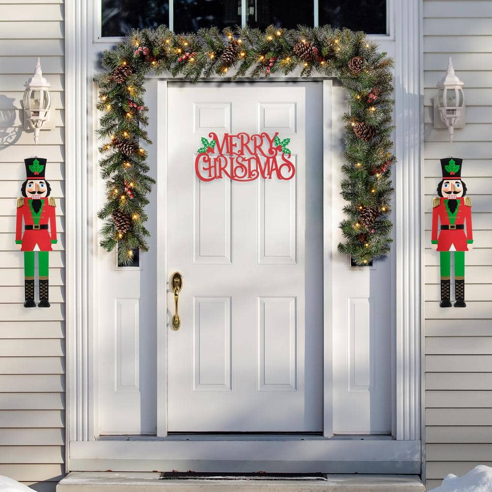 32 in. H Metal Nutcracker Christmas Yard Decor MERRY CHRISTMAS Yard Stake (Set of 3) - Hercitys
