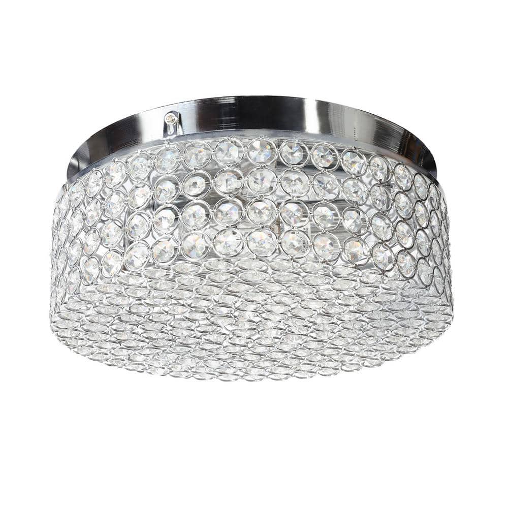 12 in. 2-Light Chrome Crystal Flush Mount - Hercitys