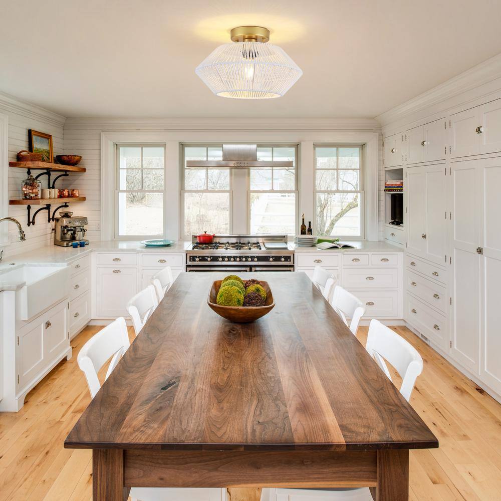 12.59 in. 1-Light Gold and White Metal Semi-Flush Mount Light with Imitation Hemp Rope Shade and No Bulbs Included - Hercitys