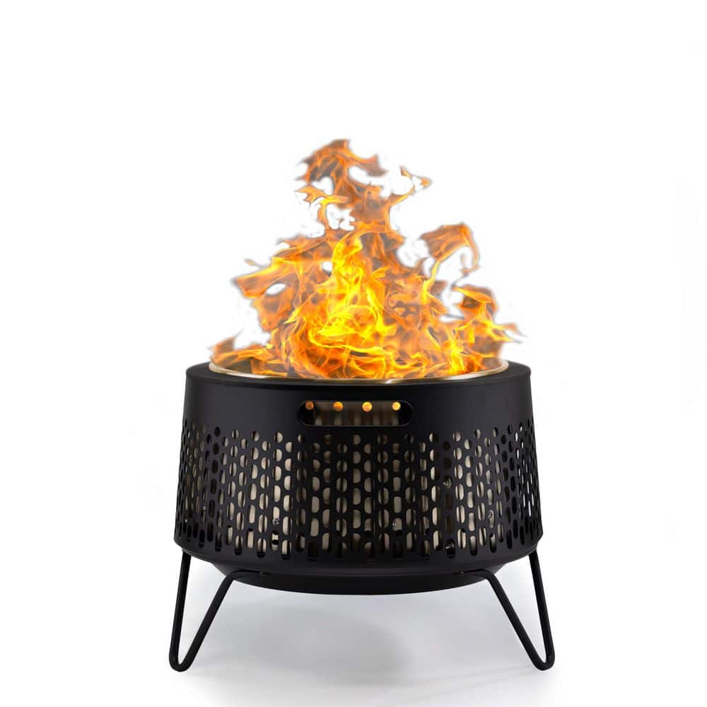 20 in. Smokeless Wood Burning Huddle Fire Pit with Stand, Removable Ash Pan and Weather Resistant Cover - Hercitys