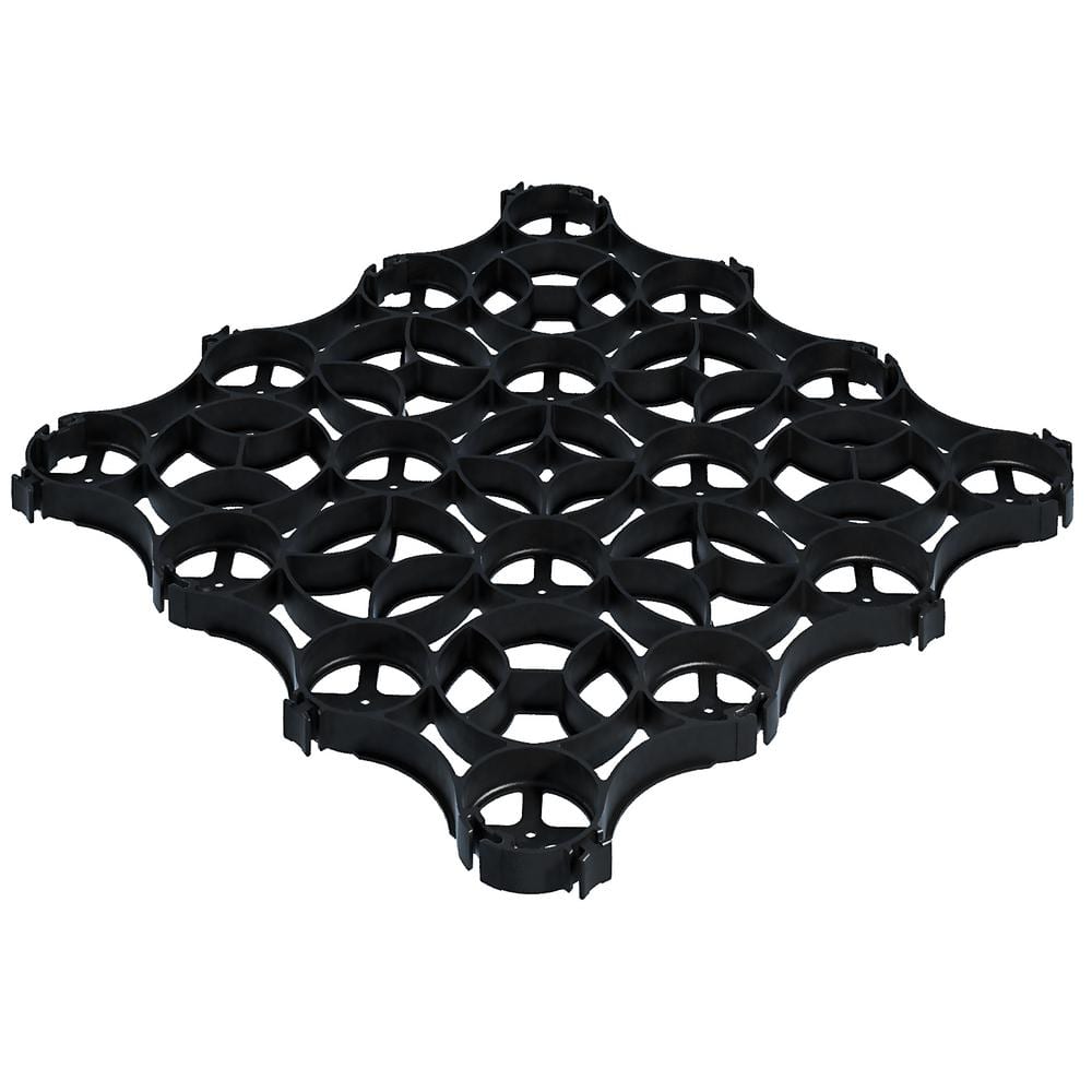 22 in. x 22 in. x 1 in. Black Slim Grid Plastic Pavers (12-Pavers/40.5 sq. ft.) - Hercitys