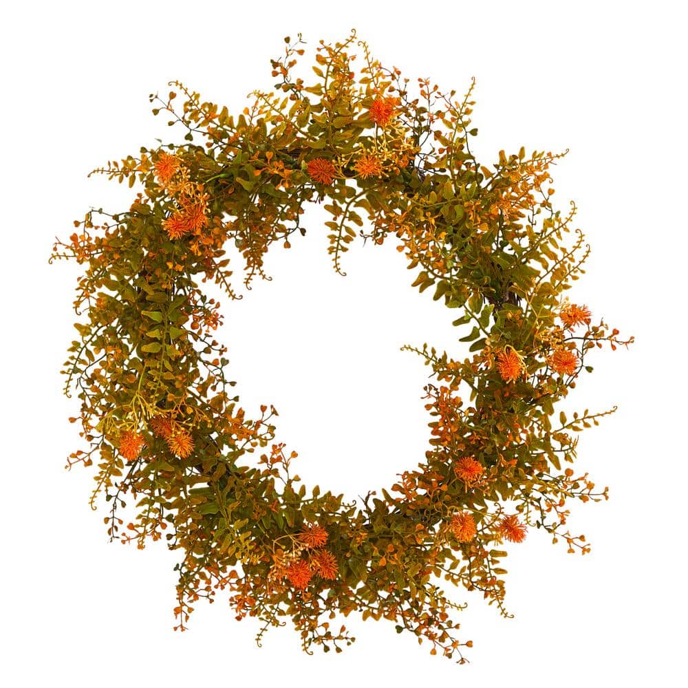 21 in. Autumn Fern Artificial Wreath - Hercitys