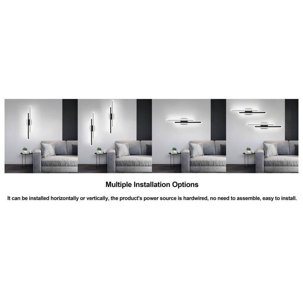 33.46 in. 1-Light Black White Semi-Flush Mount Ceiling Light LED Vanity Lighting with No Dimmer Switch (No Bulbs) - Hercitys