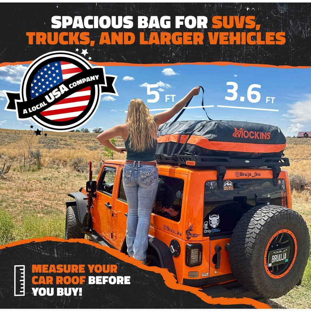 30 cu. ft. Waterproof Rooftop Cargo Carrier Bag 60 in. x 43 in. x 20 in. RoofBag with StorageBag and Accessories, Orange - Hercitys