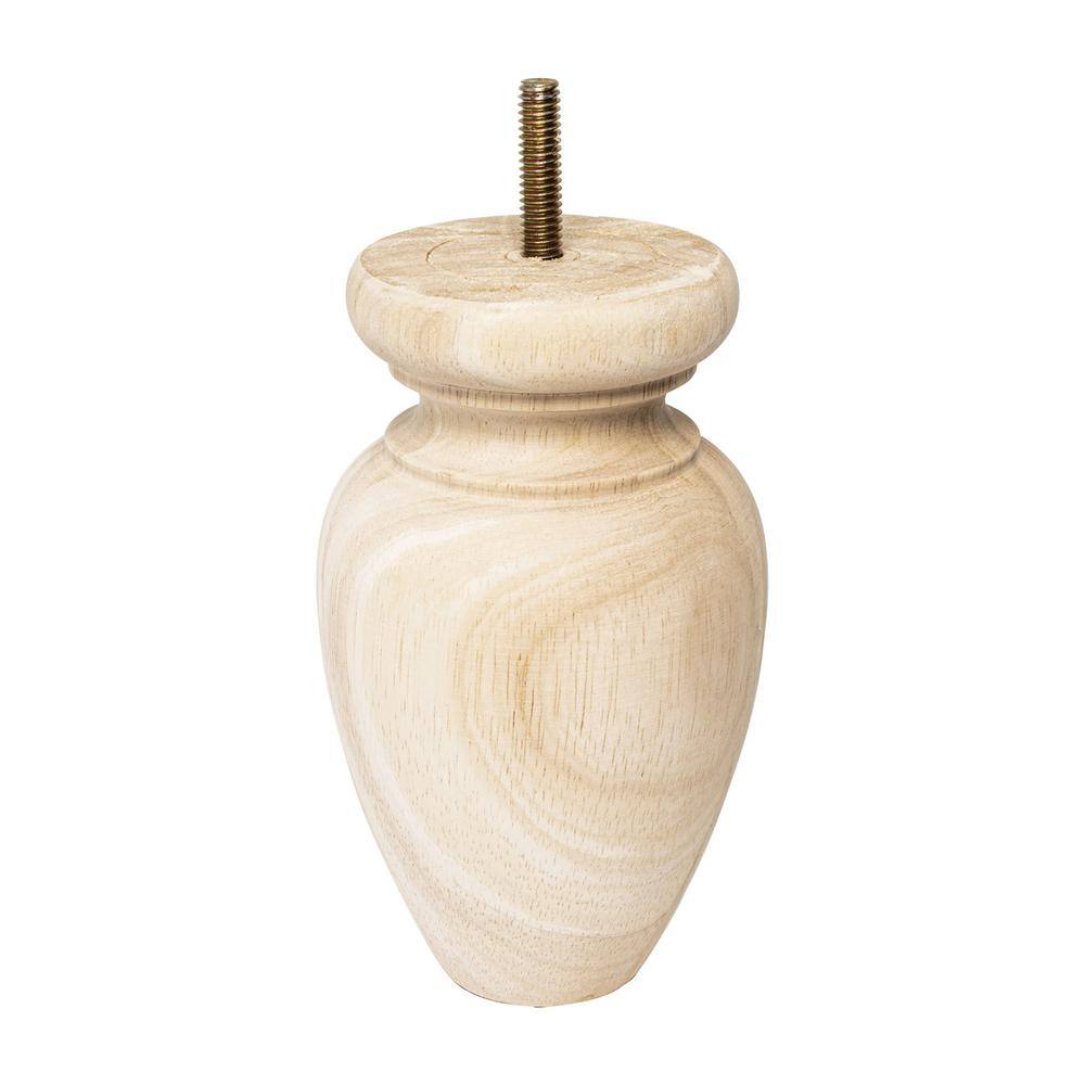 5-1/2 in. x 3-1/4 in. Unfinished Solid Hardwood Round Bun Foot (4-Pack) - Hercitys