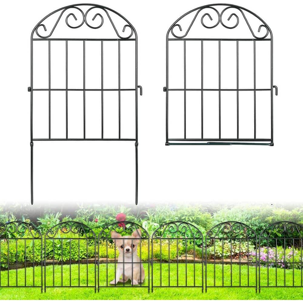 24 Panels Metal Decorative Garden Fence 26 ft. L x 24 in. H Black Rustproof Wire Panel Border for Dogs Rabbits - Hercitys