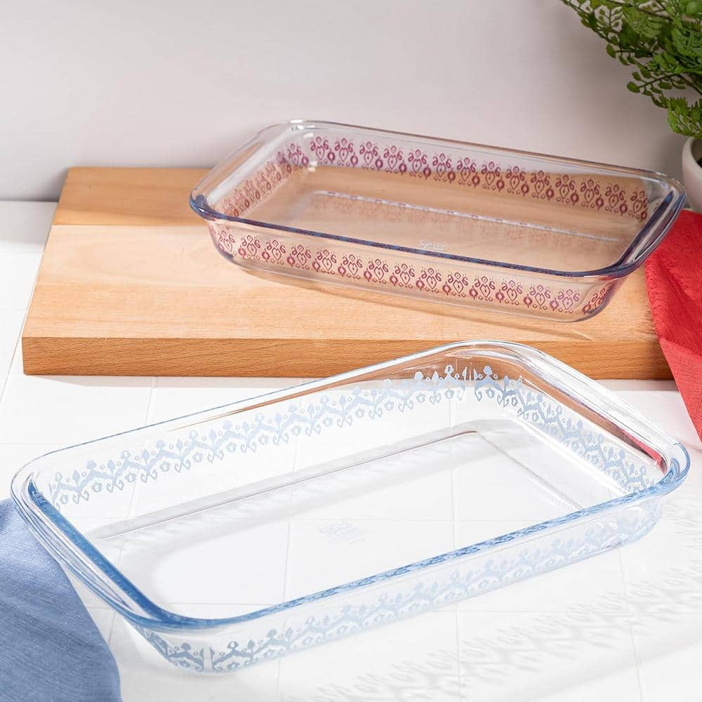 2-Piece 3.1 Qt. and 2.3 Qt. Glass Baker Set in Blue and Pink - Hercitys