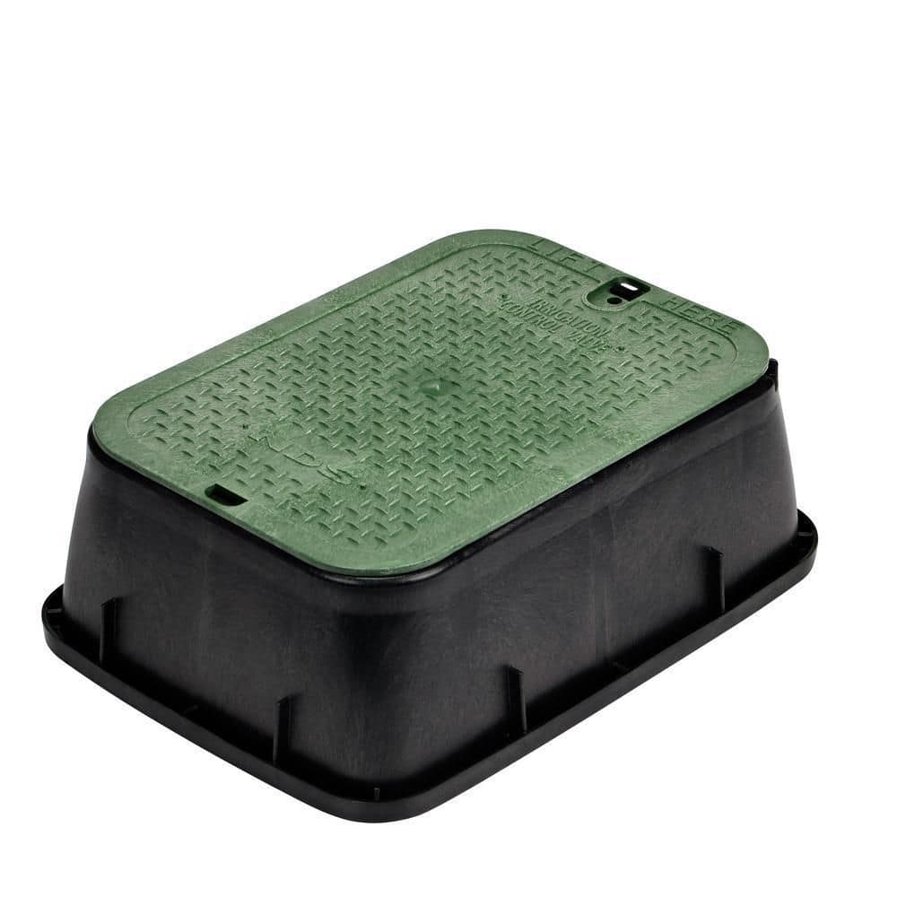 14 in. X 19 in. Rectangular Valve Box Extension and Cover, Black Extension, Green ICV Cover - Hercitys