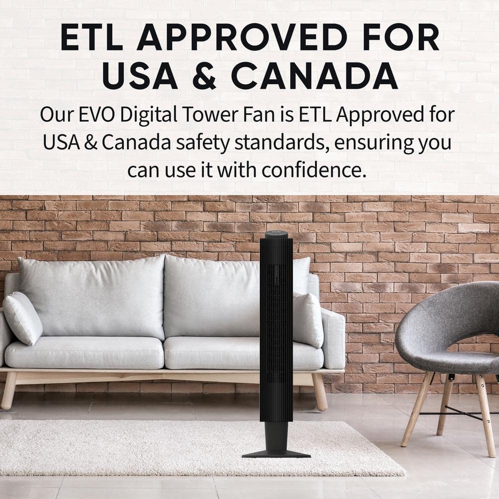 42 in. 5-Fan Speeds Digital Tower Fan in Black with Remote Control, WIFI, Voice Control - Hercitys