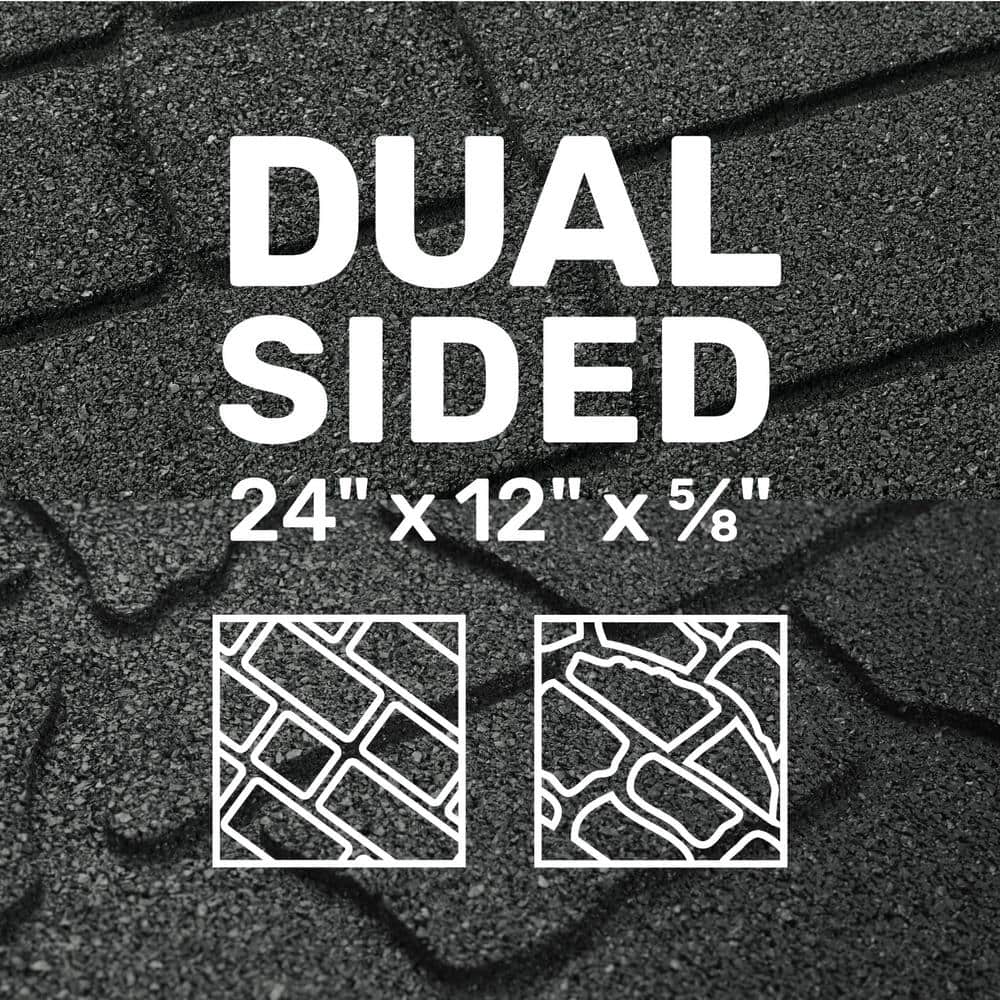 24 in. x 12 in. x 5/8 in. Black Interlocking Dual-Sided Rubber Paver (9-Pack) - Hercitys