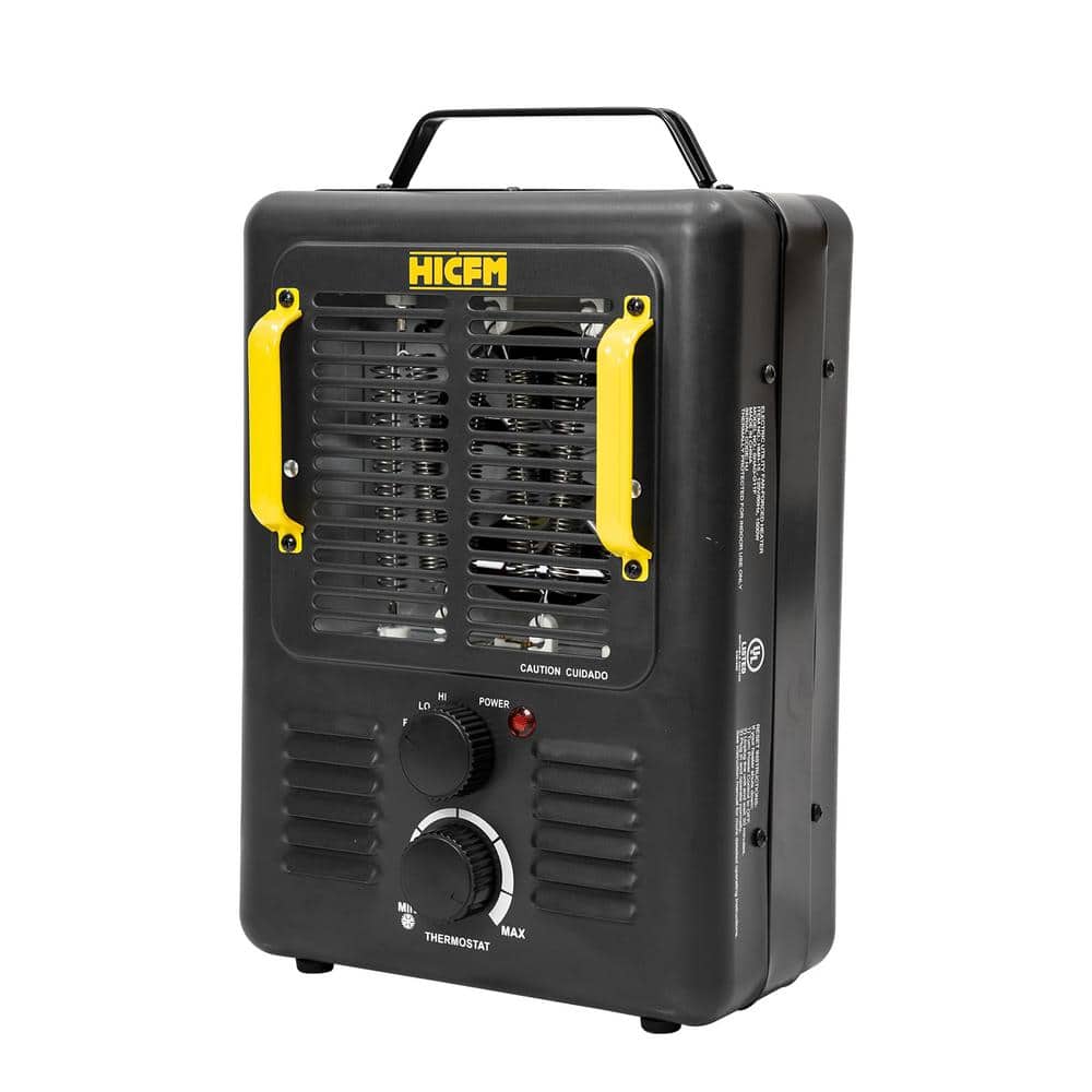 1500-Watt 15.5 in. Electric Convection Fan Space Heater with Thermostat, Stay Cool Durable Metal Housing, Black - Hercitys