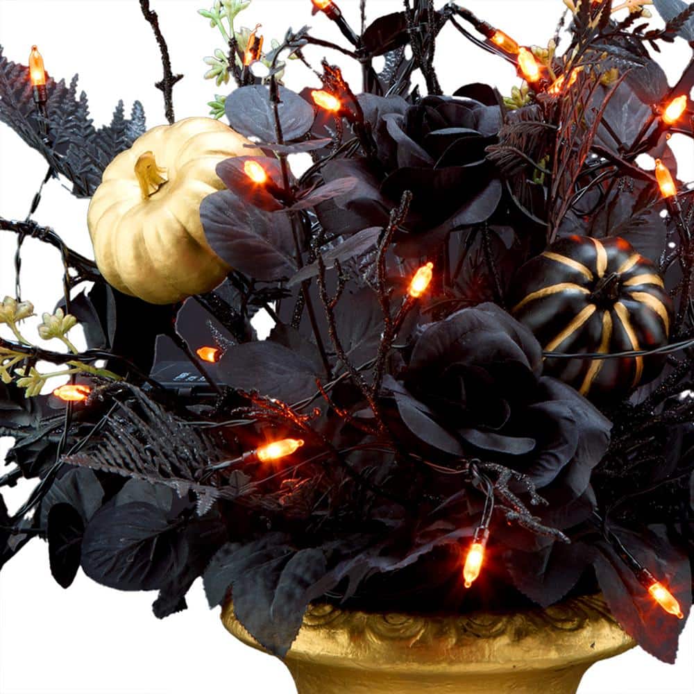 16 in. Chic Eek Black Halloween Centerpiece with LED Lights - Hercitys