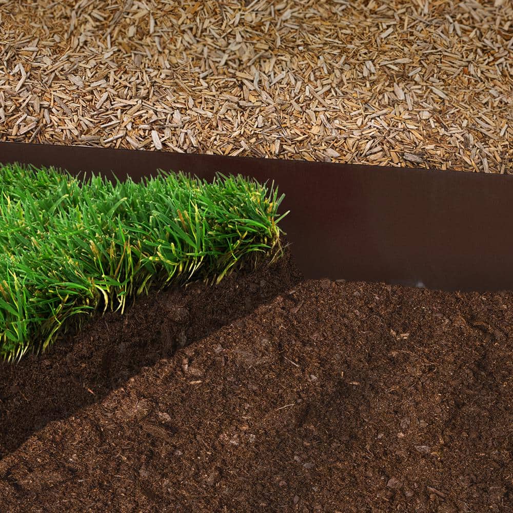 39 in. x 4 in. Brown Steel Landscape Edging (5-Pack) - Hercitys