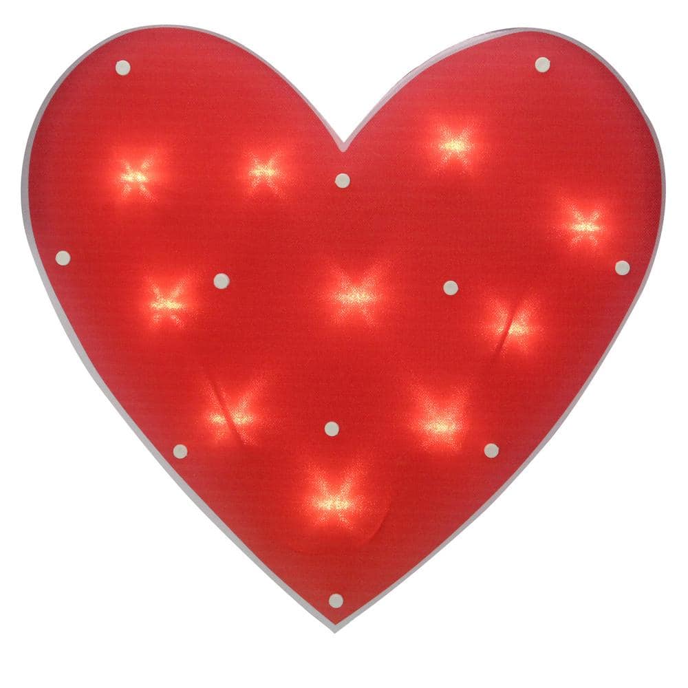 14.25 in. Lighted Red Heart Valentine’s Day Window Silhouette Decoration - Hercitys