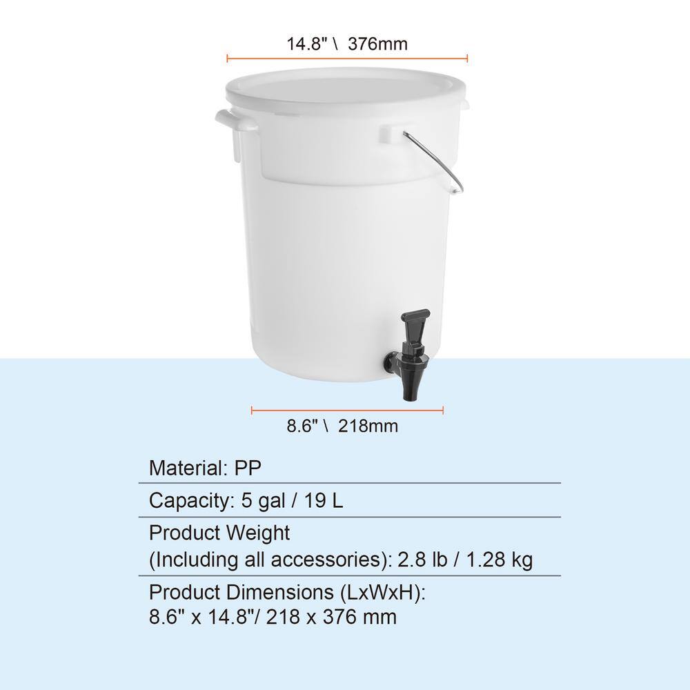 5 Gal. Beverage Dispenser, Plastic Drink Dispenser with Spigot and Lid, Iced Tea, Lemonade, Juice, Water Dispenser - Hercitys
